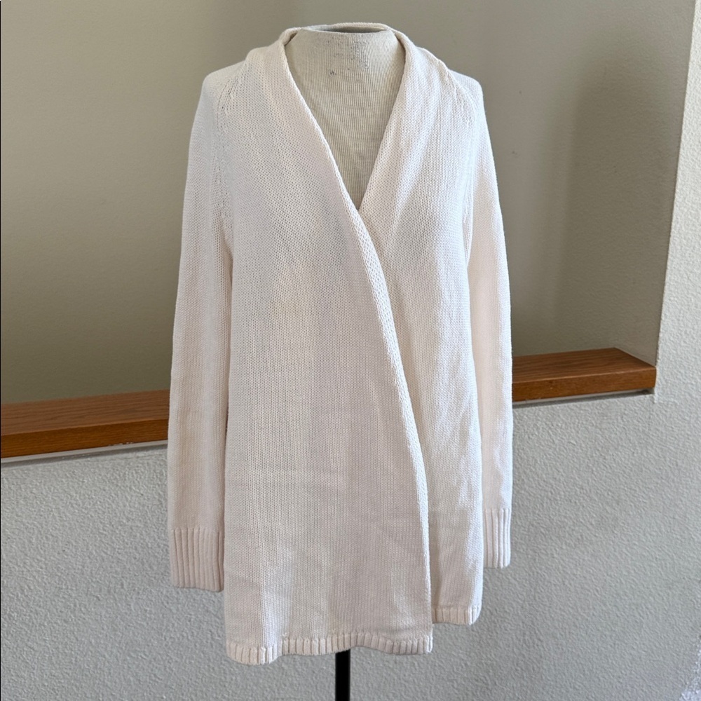 LOFT Beige Textured Knit open cardigan large